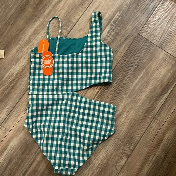 Wonder Nation Girls Shark Bite One-Piece Swimsuit Size L (10-12) NEW - Picture 4 of 6